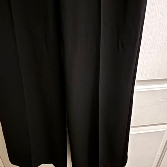 Ann Taylor Loft Tuxedo Stripe Black Crepe Like Wide Leg Pant Size 8 - Picture 8 of 9